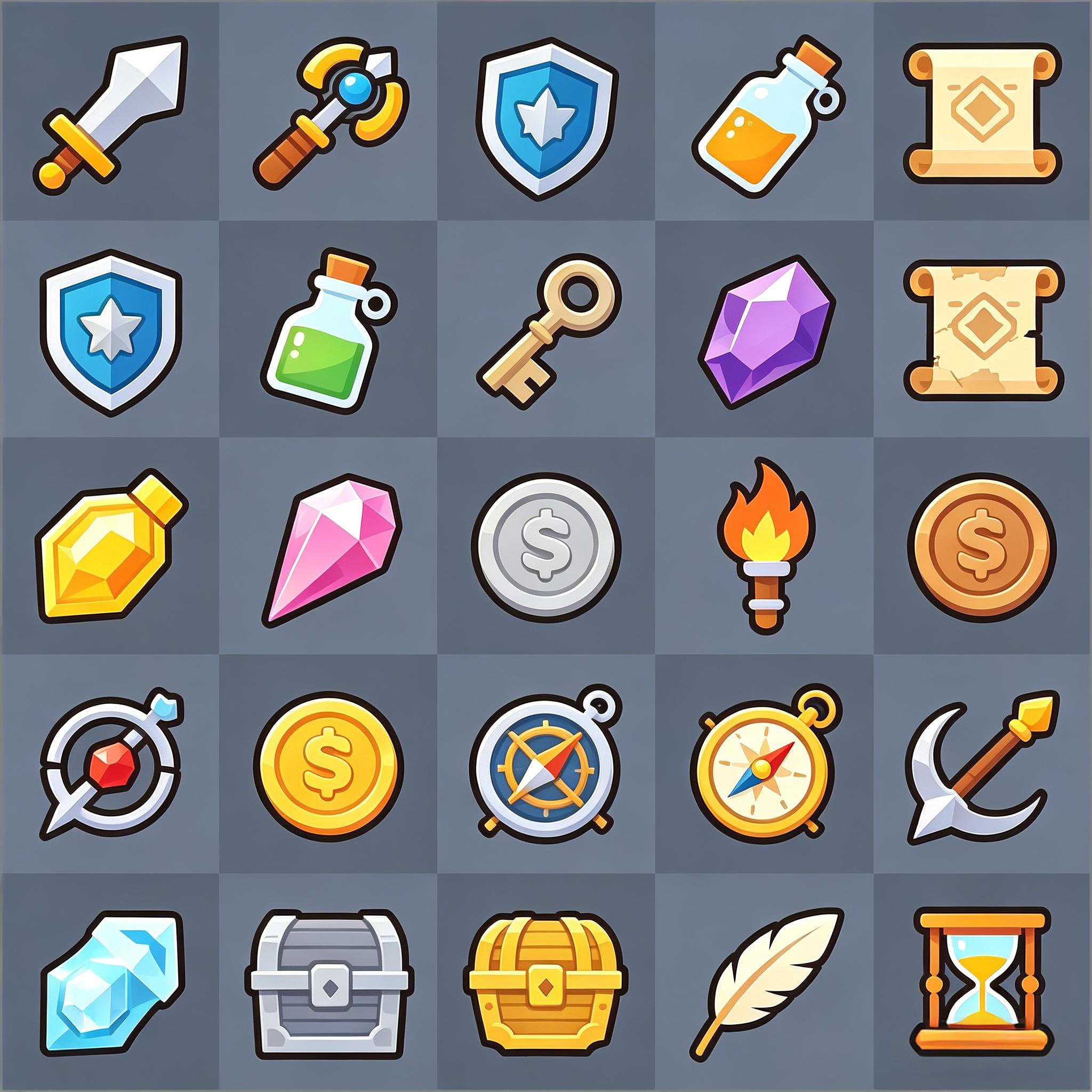 卡通 RPG 游戏道具图标套装